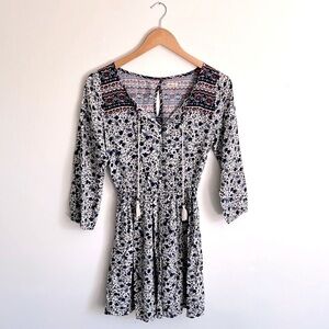 Hollister Floral Front Tie Tassel Mini Dress